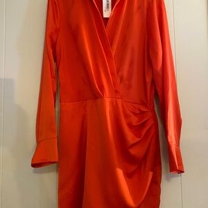 Vibrant Red/Orange Long Sleeve Dress The Drop.NWT